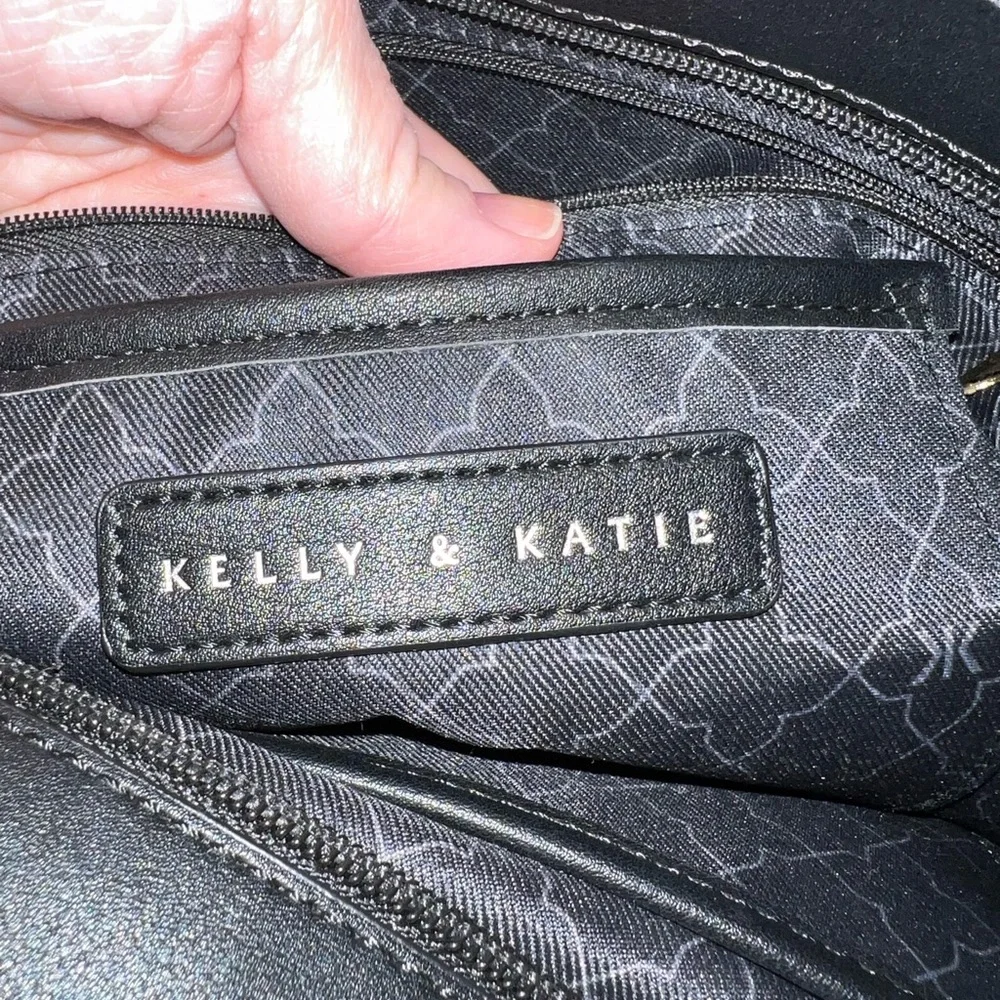 Black and Gold Structured Tote with Unique Handles by Kelly& Katie